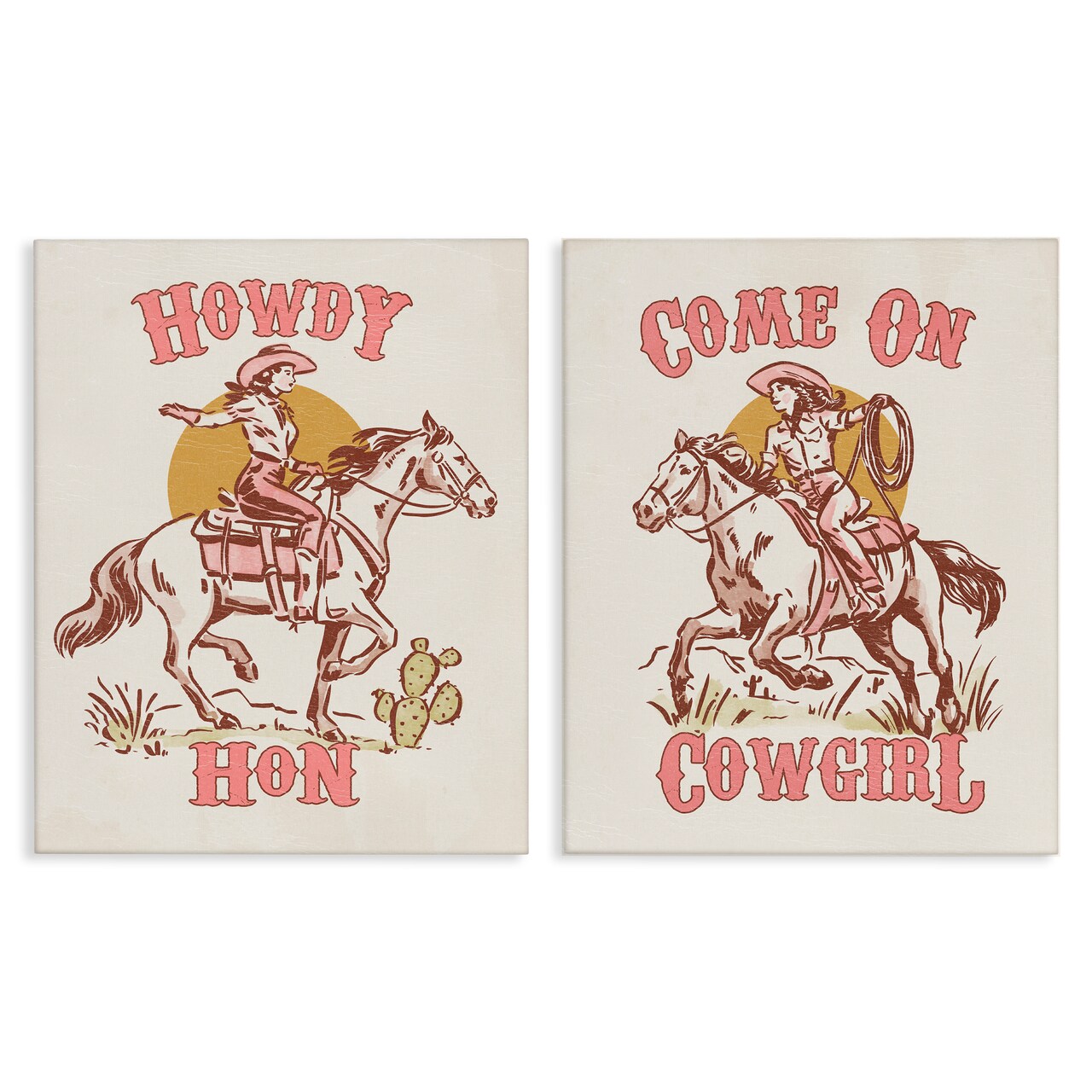 Stupell Industries Pastel Cowgirl Phrases 2pc Canvas Wall Art Set Design by Victoria Barnes